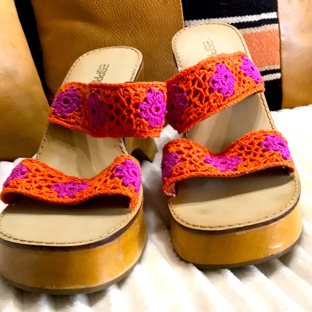 Rare Esprit Wooden Hippy Sandals